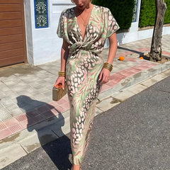Voguable  women's dress in Europe and America spring new fashion tight printed kink sexy V-neck dress voguable