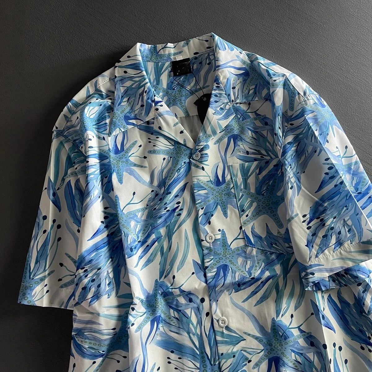Voguable  Subculture Abstract Print Short Sleeve Tee Men Streetwear Casual Loose Tops Daily Outfits Male Trendy Cardigan Outerwear voguable