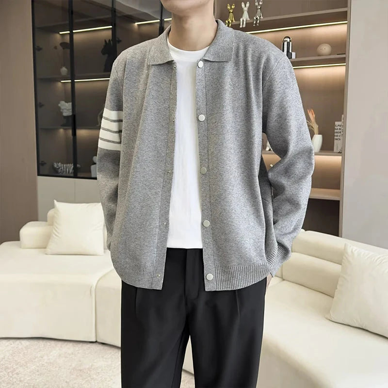 Japanese Retro Men's Cardigan Coats Light Luxury Knitted Lapel Long Sleeve Sweater Jacket Leisure Premium Quality Knitwear M-3XL voguable