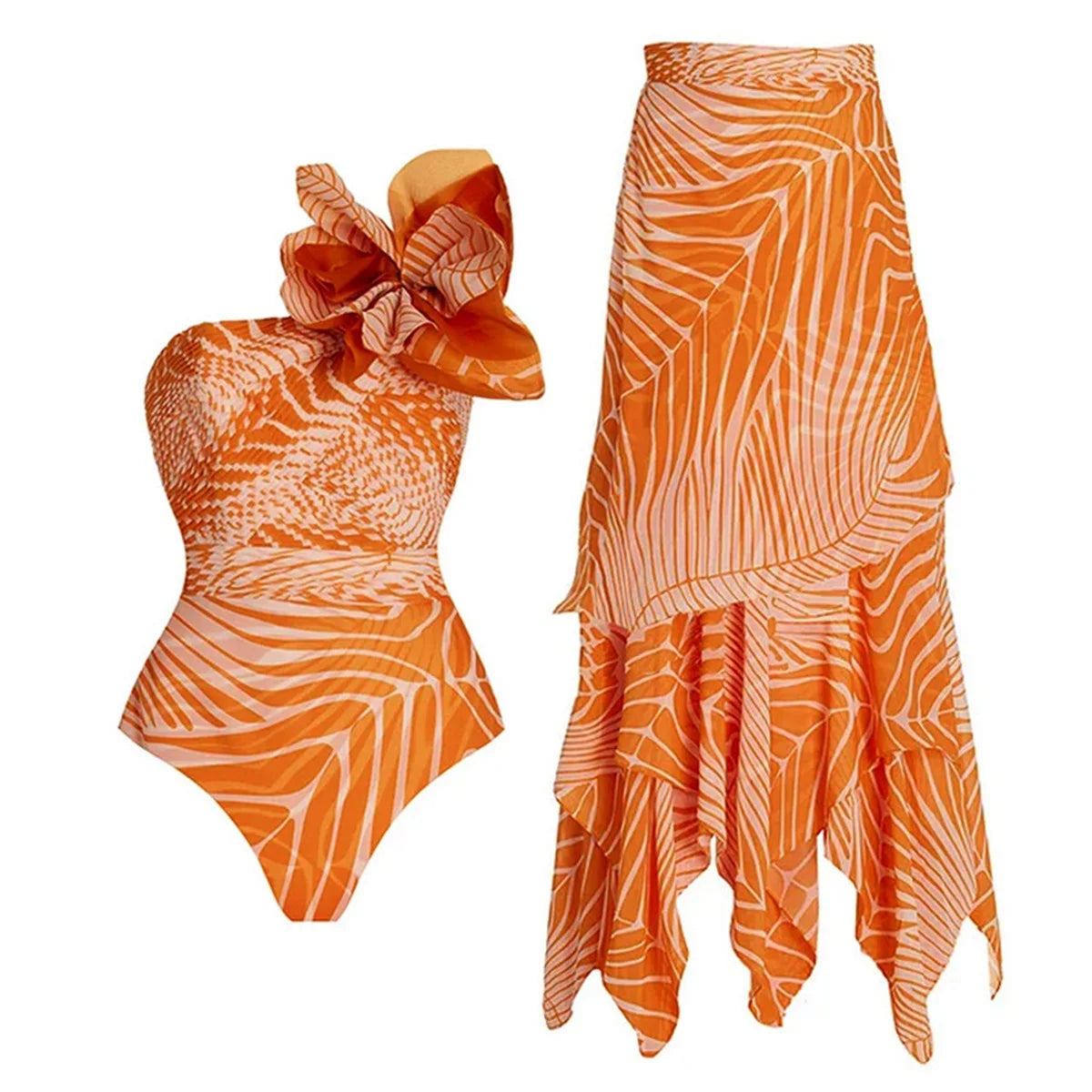 New 2Pcs Ruffle Swimsuit Women Sexy Bikini Strappy Swimwear Floral Bikini Push Up Biquini Female Bathingsuit Slimming Beachwear voguable