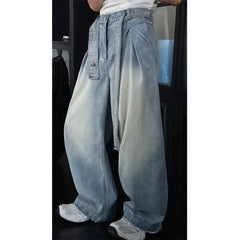 Mens Loose Fit Washed Wide Leg Jeans man baggy Floor Dragging Casual Streetwear Denim Pants  Trending Fashion High Quality voguable