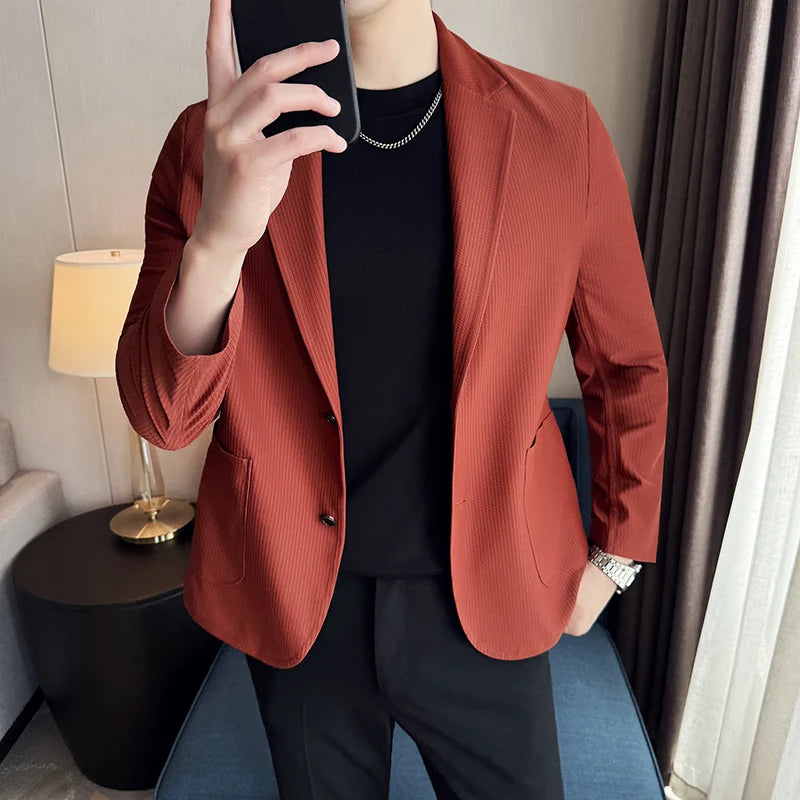 Voguable  Men's Suit Jacket Spring New Ice Silk Cool Feeling Comfortable Seamless Jacket High-quality Formal Suit Jacket Size M-3XL voguable
