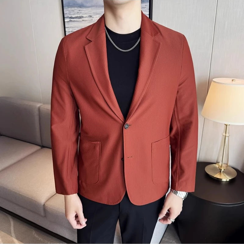 Voguable  Men's Suit Jacket Spring New Ice Silk Cool Feeling Comfortable Seamless Jacket High-quality Formal Suit Jacket Size M-3XL voguable