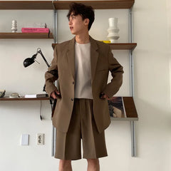 Voguable Brown Black Suit Jacket Men Fashion Social Men Dress Jacket Korean Loose Casual Suit Jacket Men Office Formal Jacket Coat voguable