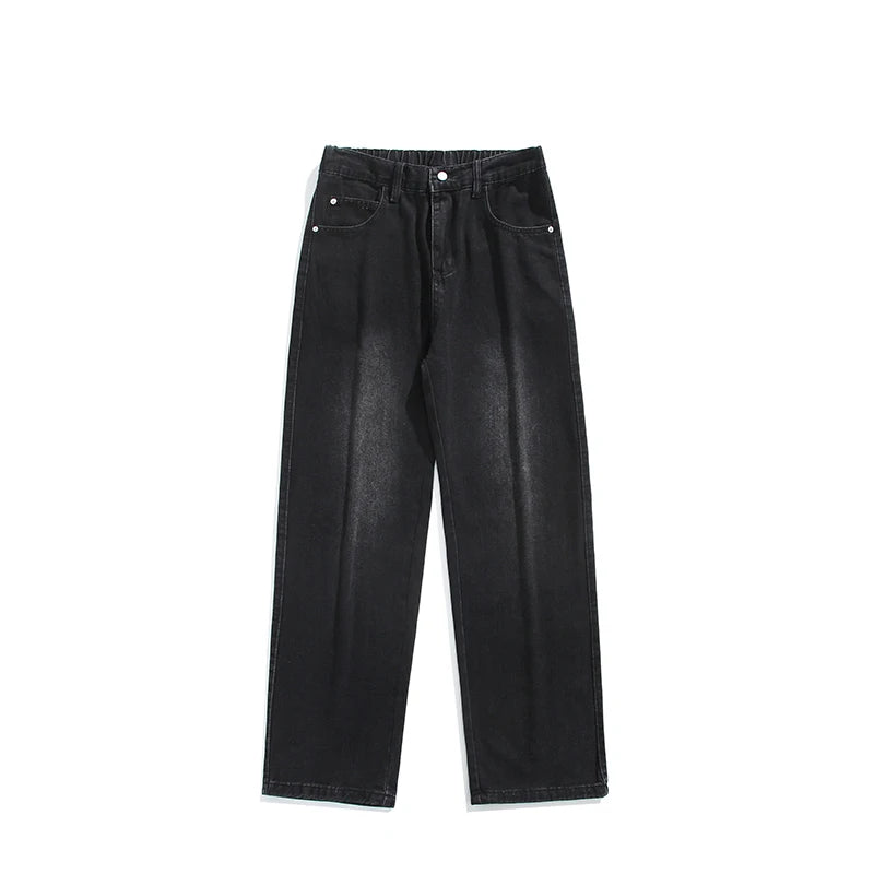Spring Autumn New Fashion Korean Loose Straight Jeans Men Baggy Pants Elastic Waist Wide Leg Casual Pants Men's Clothes 5 Colors voguable