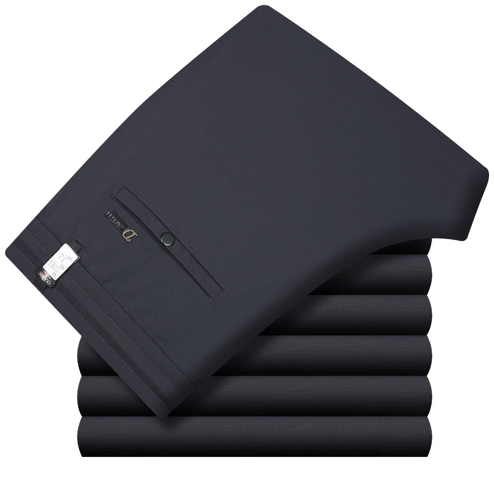 Stretch Formal DressTrousers For Men Summer Straight Classic Men's Total Freedom Relaxed Classic Fit Flat Front Pant voguable