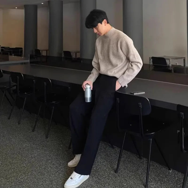 Winter Thick Sweater Men Warm Casual Stand Up Collar Sweater Men Korean Casual Thicken Long Sleeved Sweater Mens Jumper Clothes voguable