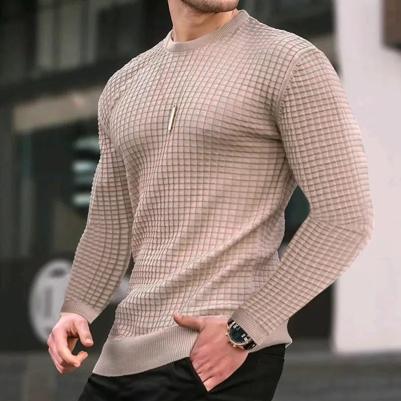 New Fashion Men's Casual Long sleeve Slim Fit Basic Knitted Sweater Pullover Male Round Collar Autumn Winter Tops Cotton T-shirt voguable