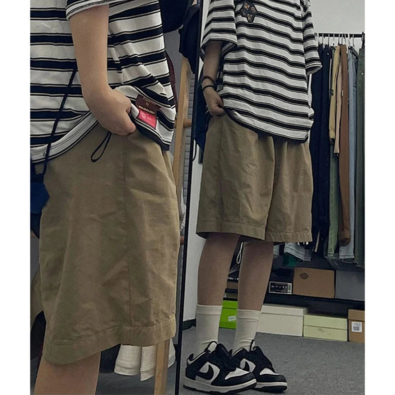 MEXZT Streetwear Pure Cotton Shorts Women Harajuku Oversized Cargo Shorts Summer Korean Black White Wide Leg Sports Short Pants voguable
