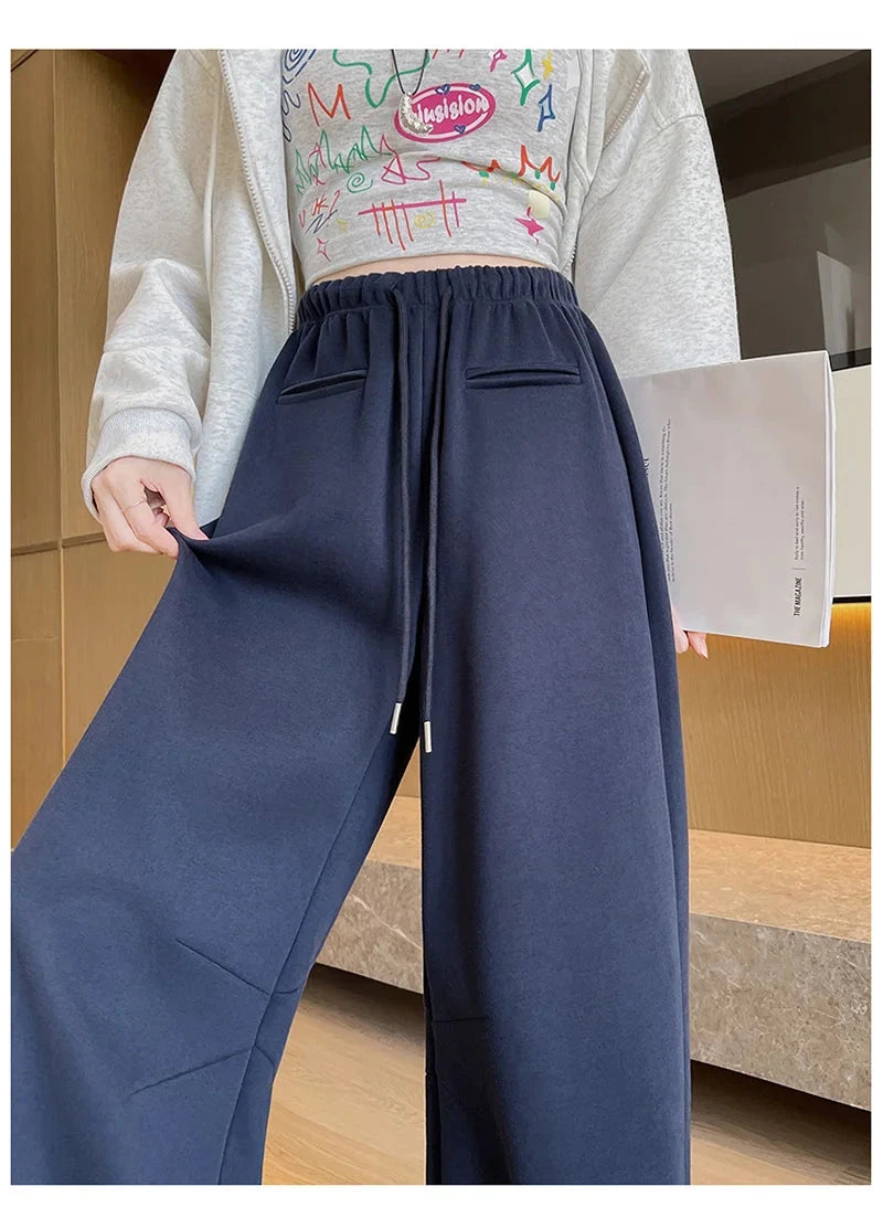 Streetwear Y2K Women Sweatpants Vintage Loose Hip Hop Design Pant Casual Fall Winter High Waist American Retro Bf Trousers voguable