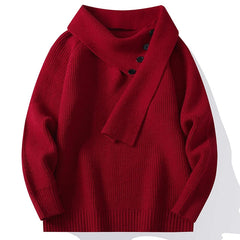 Voguable  Winter/Autumn Trendy Scarf V-neck Men's Knitted Sweater High Street Korean Style Fashion Youth Hoodies voguable