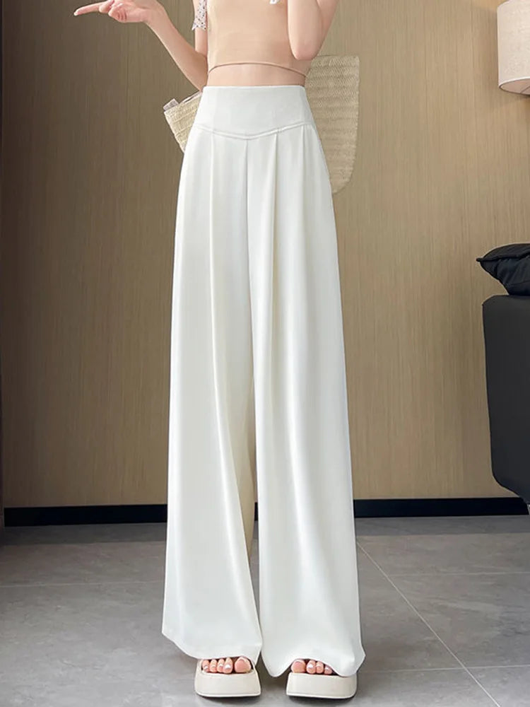 Loose Casual Suit Wide Leg Pant Women Elegant Korean High Waist Fashion Trousers Chic Simple Solid Female Black Pants New voguable