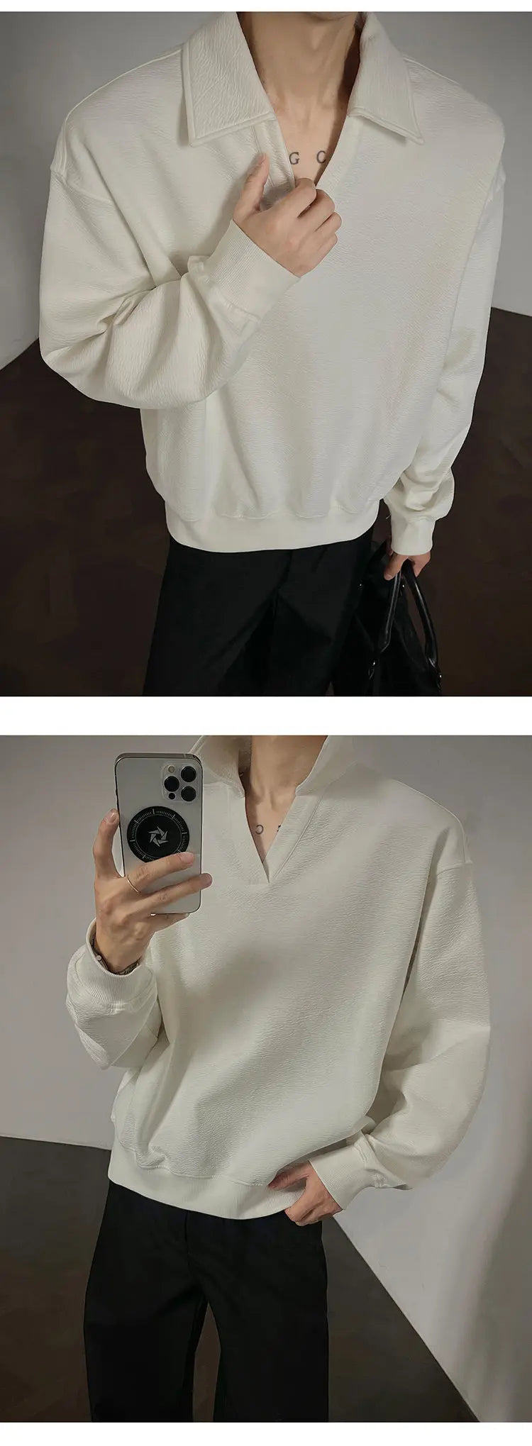 Long sleeve t Shirt men 2025 Arrival Men Polo Shirt Solid Color Casual Relaxed Fit Collar Tops Autumn Fall Fashion Mens Clothing voguable