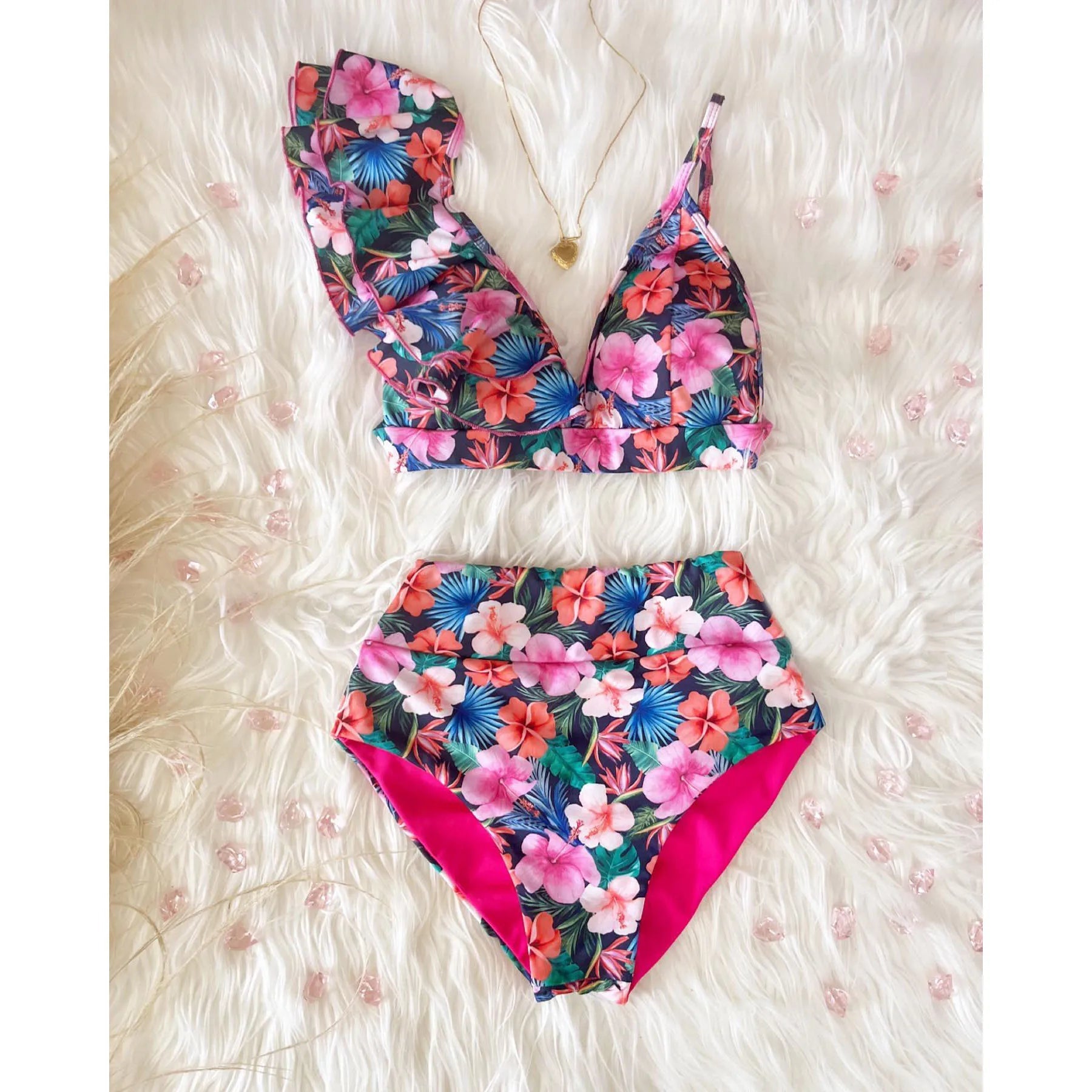 New High Waist Bikini Swimwear Women Swimsuit Push Up Bikinis Women Bathing Suit Biquini Ruffle Bikini Summer Beach Wear voguable