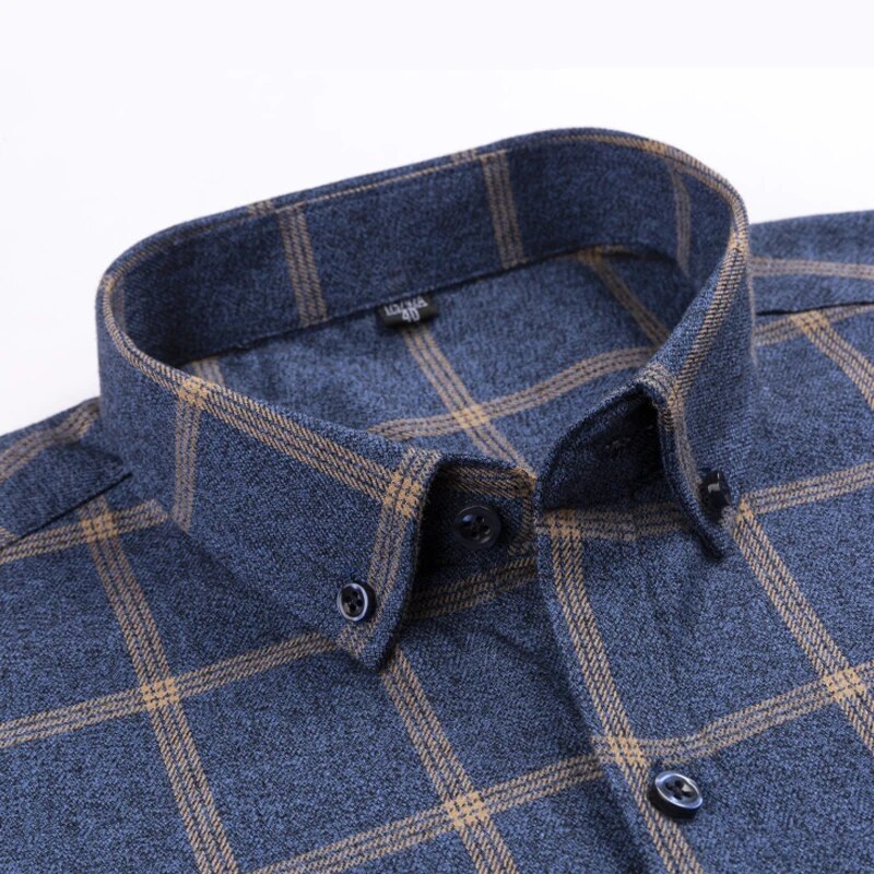 Pure Cotton Men's Plaid Shirt Long Sleeve Regular Fit Men Casual Oversized Shirt Leisure Autumn Male Blouse New Plus Size voguable