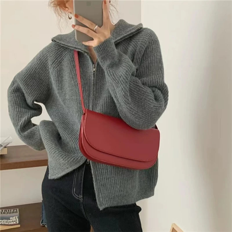 Rib Knit Zip Up Cardigan for Women Zipper Front Raglan Long Sleeve Sweater Jacket Coat Comfy Knitwear Fall Winter Vintage Outfit voguable