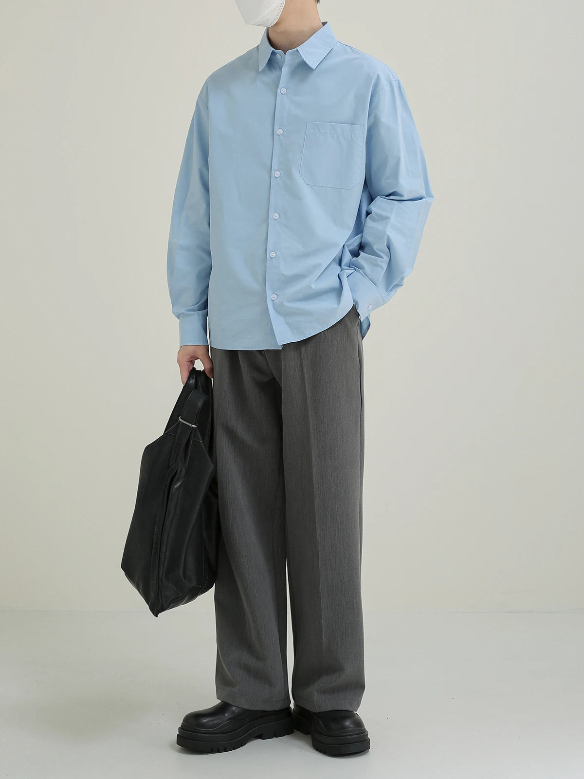 Voguable Blue White Shirt Men Fashion Social Men Dress Shirt Korean Loose Long Sleeve Shirt Men Office Formal Shirt Male Casual Shirts voguable