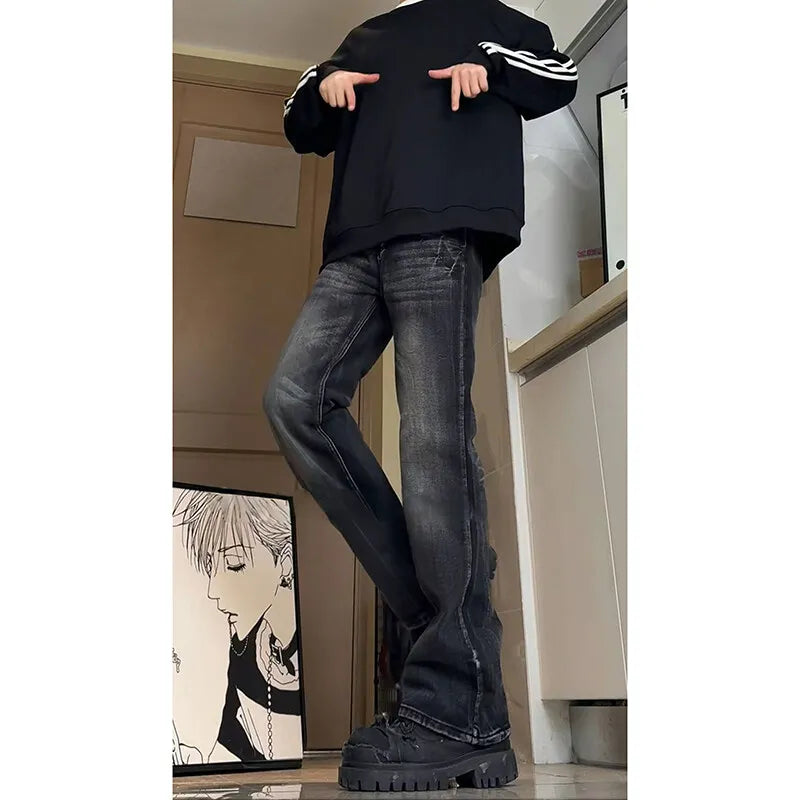Men Jeans Washed Bootcut Jeans Streetwear Urban Denim Trousers Casual  Vintage Hip Hop Pants Retro Fashion Style Y2K voguable