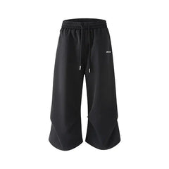 Summer Thin Casual Pants Men Fashion Black Wide Leg Pants Men Streetwear Hip-hop Loose Ice Silk Pants Mens Cropped Trousers voguable
