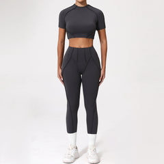 Voguable  2PCS Yoga Suit Sports Set Women Quick-Drying Gym Set Women Tracksuit Running Workout Long Sleeve Sports Shirt Yoga Clothing voguable