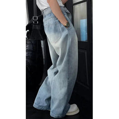 Mens Loose Fit Washed Wide Leg Jeans man baggy Floor Dragging Casual Streetwear Denim Pants  Trending Fashion High Quality voguable