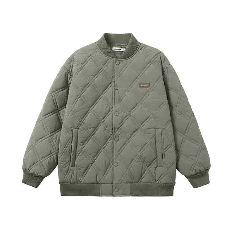 Winter Men's Jacket Stand Collar Thicken Button Windproof Baseball Jackets Casual Solid Warm Couples High Street Padded Clothes voguable
