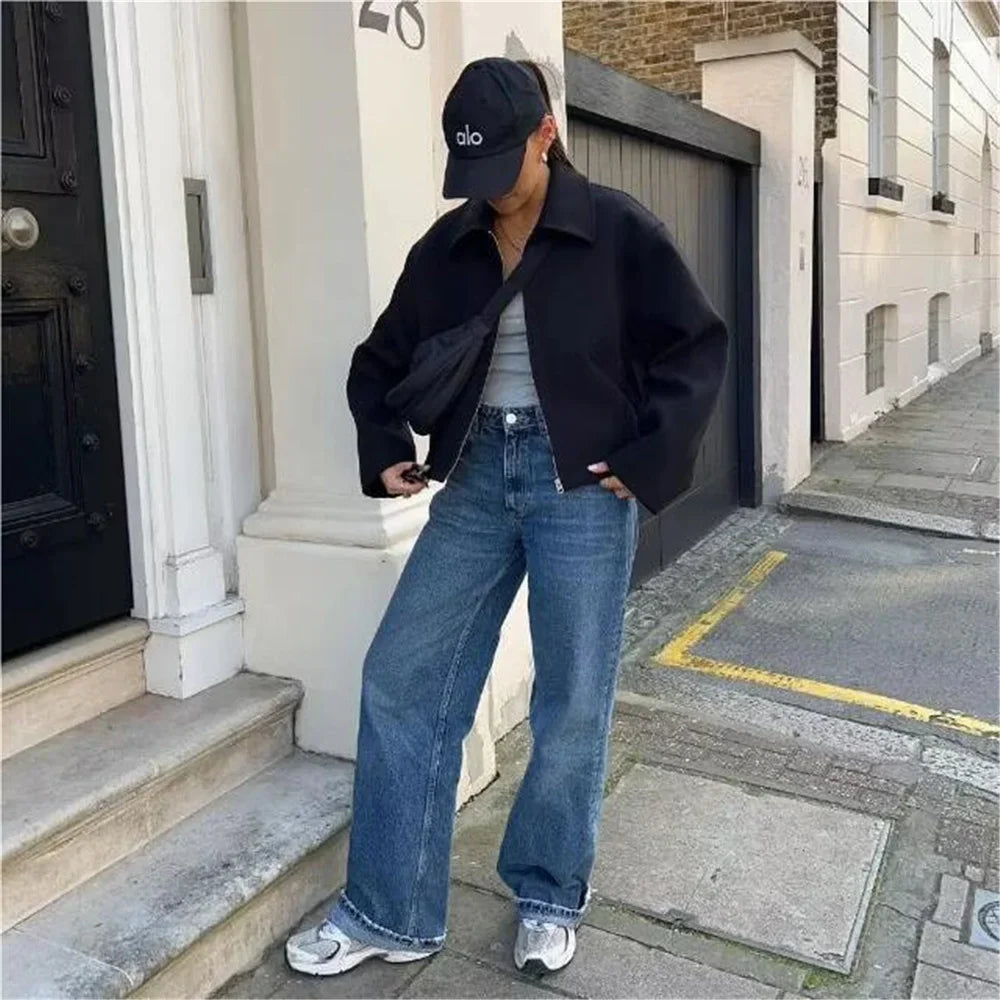 Japanese 2000s style y2k jeans for women denim pants vintage clothes baggy jeans blue loose wide leg high waist jeans black Pbong