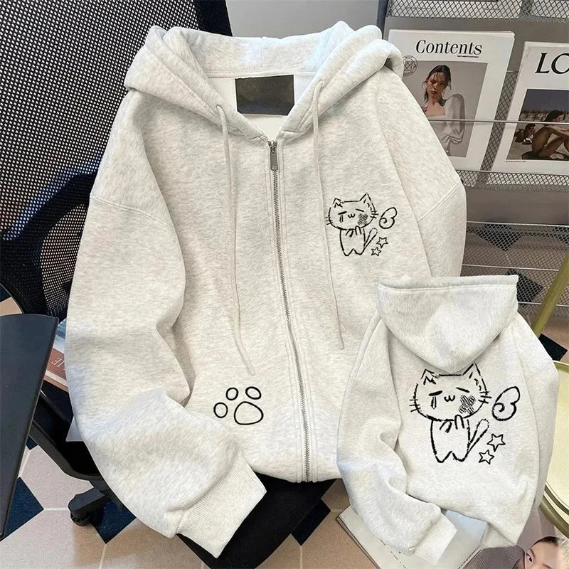 Japan Kawaii Cartoon Hoodies Women Vintage Preppy Style Cute Sweet Sweatshirts Loose Long Sleeve Lady Y2K Fall Winter Tops voguable