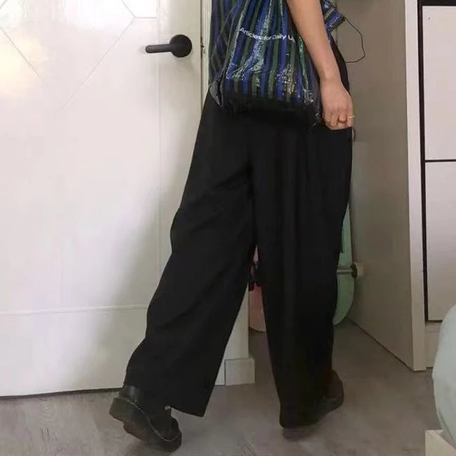 Vintage High Waist Wide Leg Pants Women Summer Fashion Casual Streetwear Korean Baggy Suit Trousers All Match Straight Pants voguable