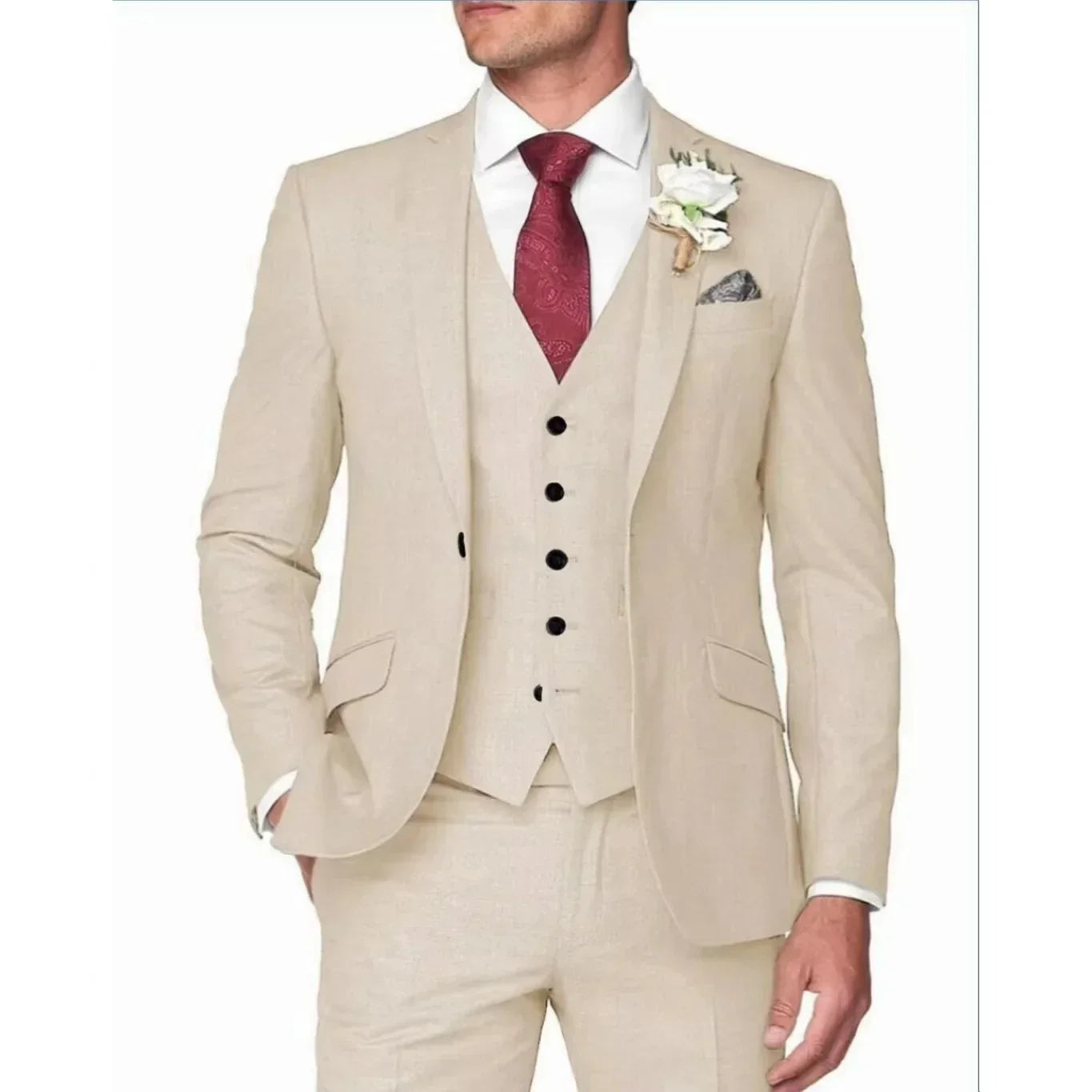 Voguable  Classic Men's 3pcsTuxedo Suit Colorful Blazer Vest And Pants Set Single Button High-Quality Men's Costume for Formal Occasions voguable