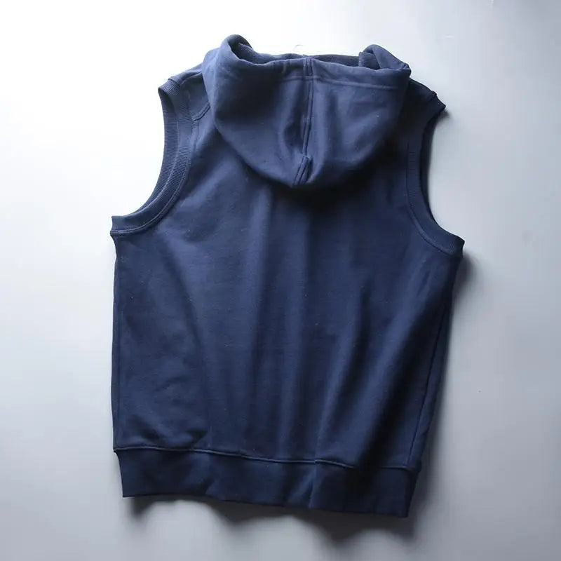 Voguable  American Retro Casual Vest Men's Large Size 300 Catties Loose Zipper Cardigan Versatile Hooded Vest Shoulder voguable