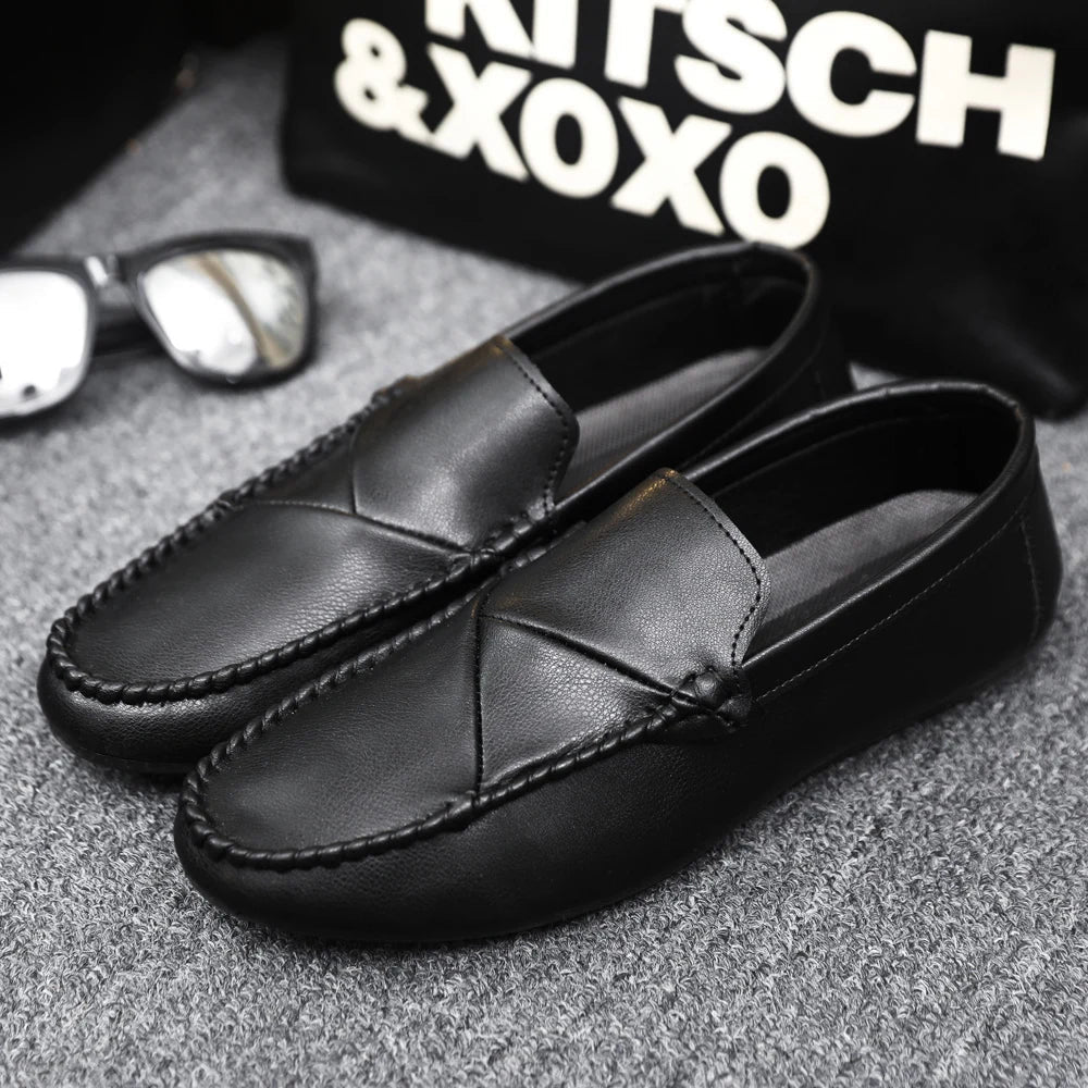 Voguable  Handmade Comfortable Men Loafers Fashion Spring Autumn Casual Leather Shoes Slip-On Business Driving Flat Soft Walking Shoes voguable