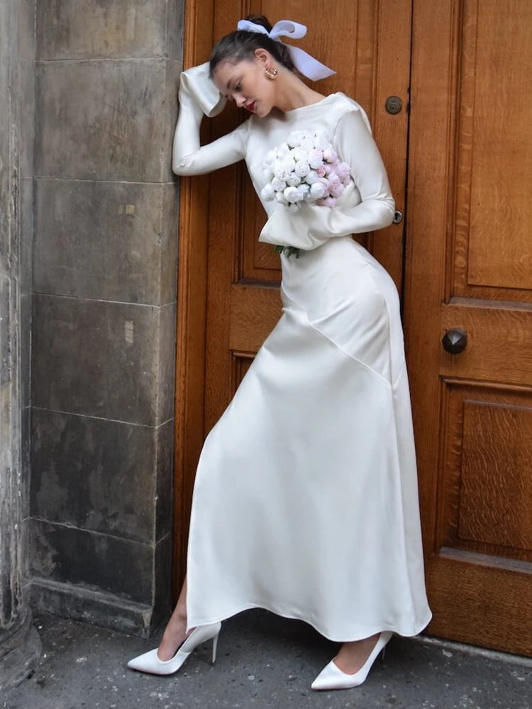 Elegant Christmas Evening Dress Women Long Sleeve Dress Bodycon Max Female Vestidos High Grade Satin Party Club Clothing voguable