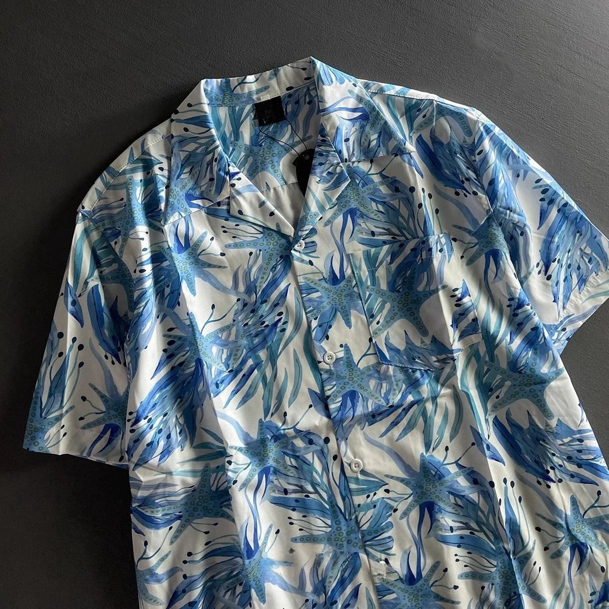 Voguable  Subculture Abstract Print Short Sleeve Tee Men Streetwear Casual Loose Tops Daily Outfits Male Trendy Cardigan Outerwear voguable