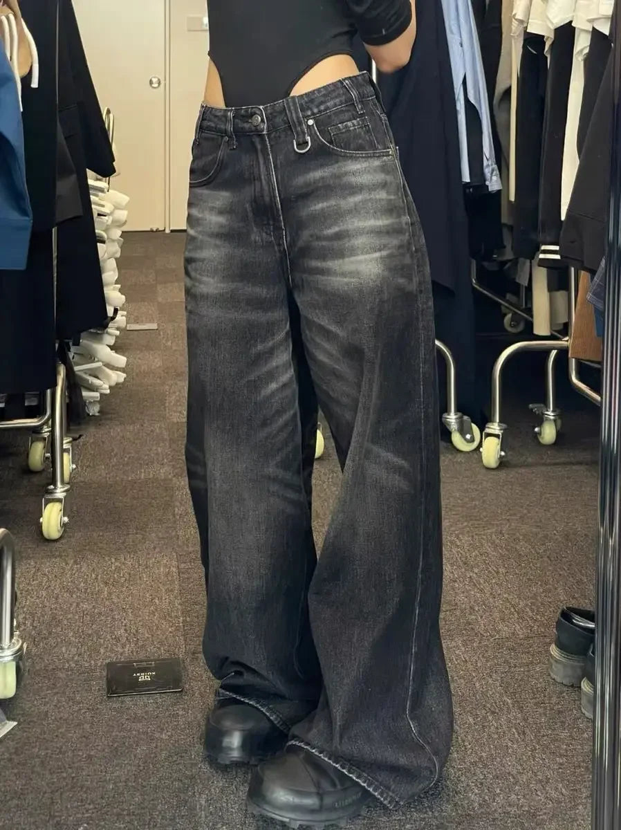 Voguable  Female 2024 Summer Wide Leg Pants High Waisted Loose Jeans Woman Vintage Street Fashion Harajuku Y2K Pant Trousers voguable