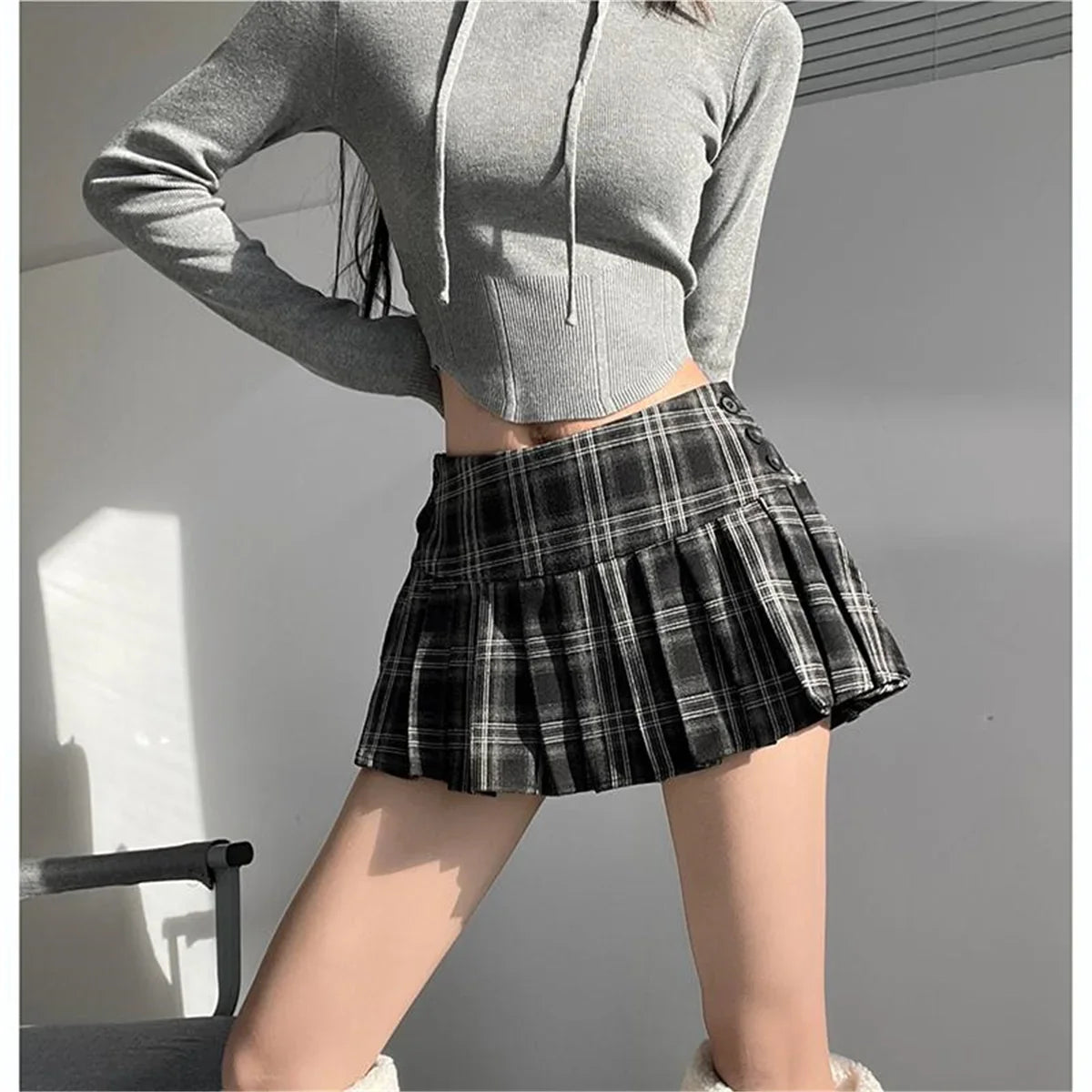 Mini Skirts For Woman Korean Fashion Plaid Skirts Women Y2k Clothes Cute Short Skirts Harajuku Vintage Pleated Skirts Preppy Pbong