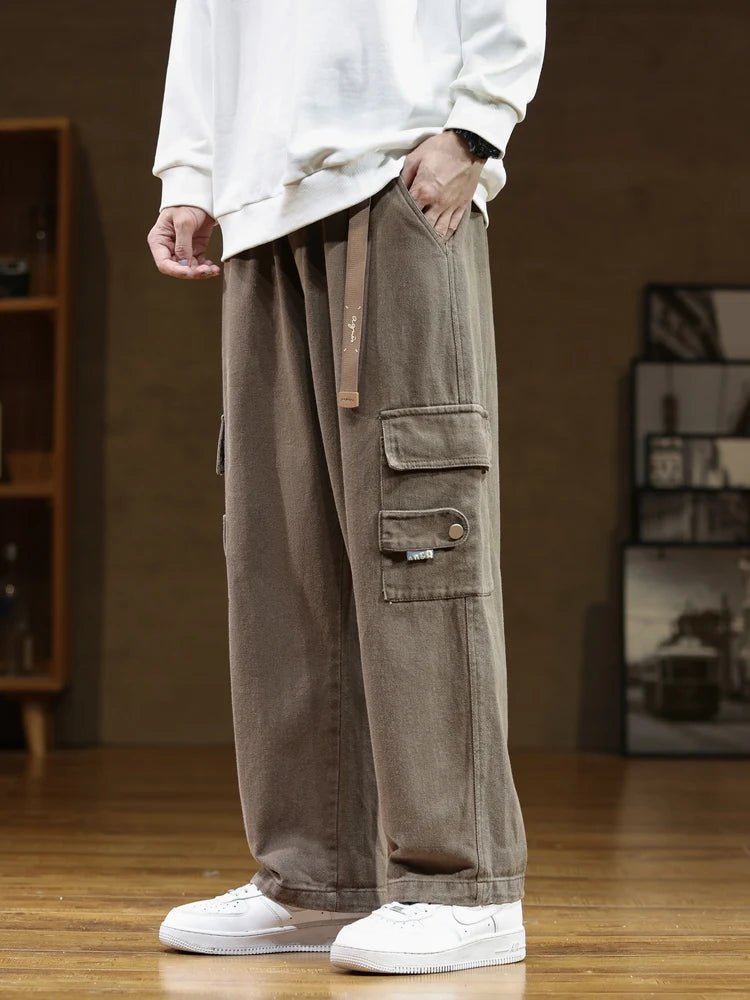 Autumn New Cargo Pants Men Multi-Pockets Cotton Casual Wide Pants Male Workwear Loose Straight Trousers Big Size 7XL 8XL voguable