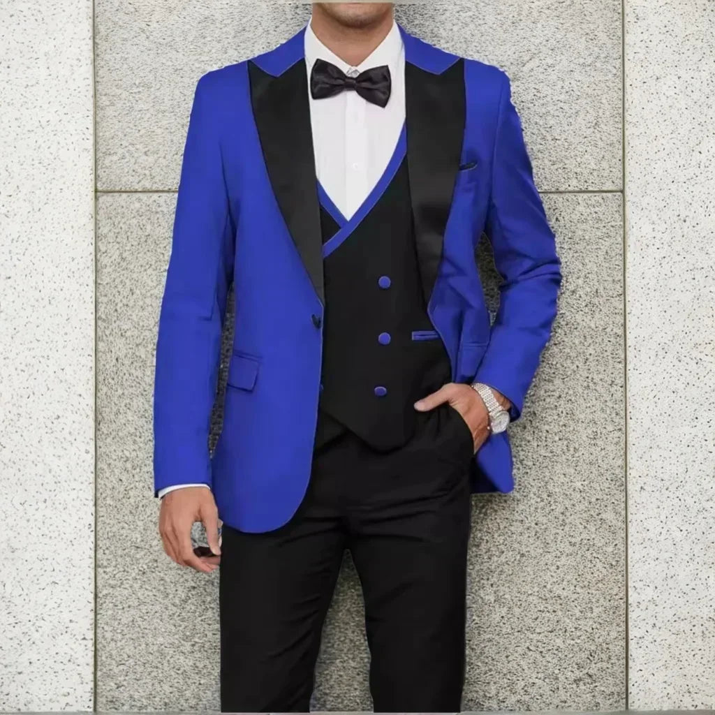 Voguable  Luxury 3-Piece Men's Tuxedo Suit Blazer Vest And Pants Set for Wedding Business Prom Elegant Ceremony Formal Men's Outfit voguable