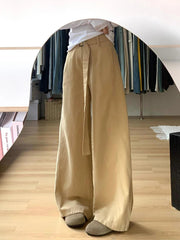 Y2K Vintage Belt Jeans Women Loose American High Waist Hip Hop Denim Pant Harajuku Retro Pockets Streetwear Khaki Trousers New voguable