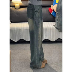 Voguable  Four Season Men women Jeans Korean Version Student Casual Pants High Street Straight Loose Wide Leg Jeans Retro Baggy Jean voguable