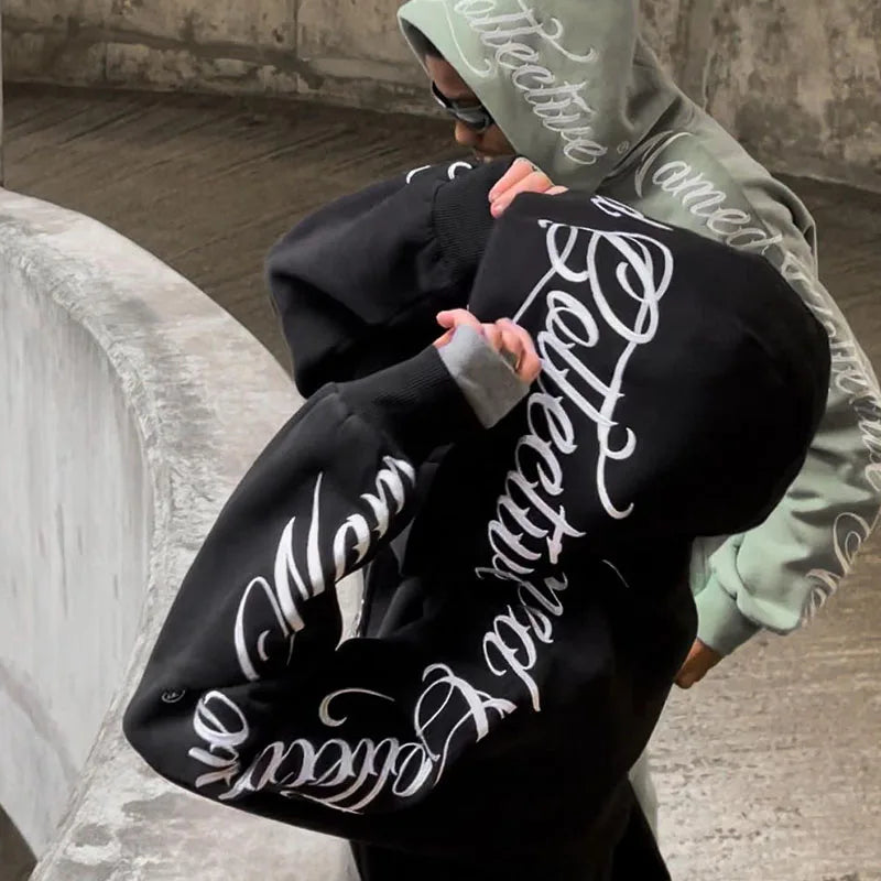 American Winter Sweatshirt Y2k Gothic Hip Hop Couple Hoodies Print Harajuku Zip Up Oversized Women Punk Grunge Black Jacket voguable