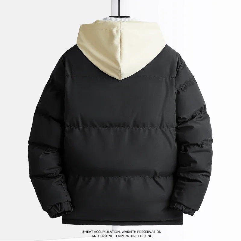 Cotton Padded Down Jacket Warm Thick Men Parka Winter Casual Mens Outwear Parkas New Solid Color Hooded Collar Male Windbreak voguable