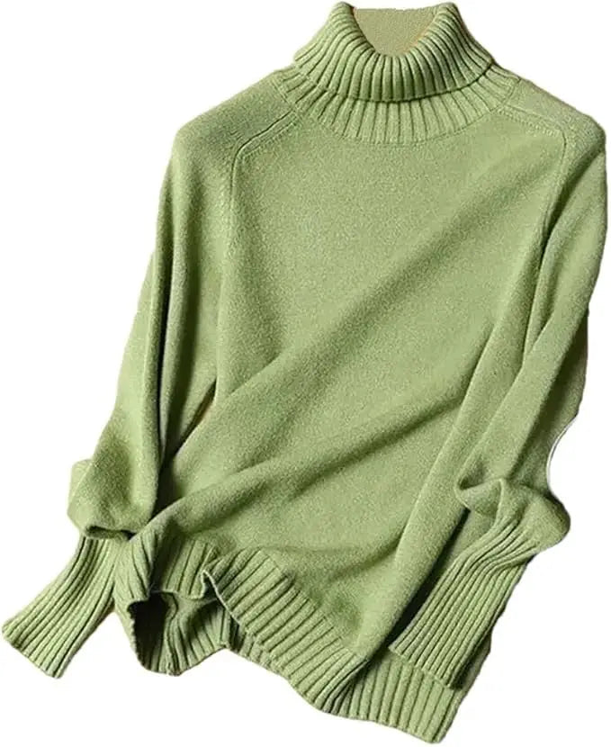 Women Turtleneck Knitted Sweaters Long Sleeve Roll-neck Pullover Plain Jumper Ladies Autumn Winter Layered Basic Outfit voguable