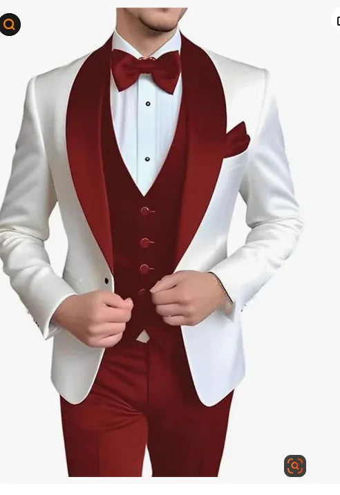 Voguable  Luxury Men's Suit Jacket Pants 2 Piece Peak Lapel  Business Men Thin Stripe Suit For Groom Wedding Single Breasted Suit voguable