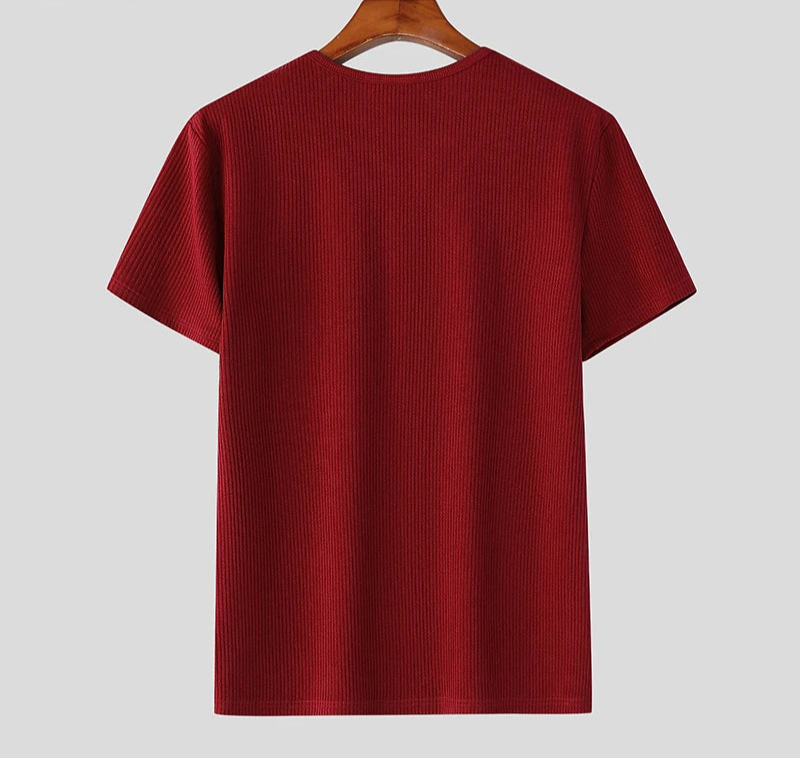 2025 Men's T Shirt Solid V Neck Short Sleeve Summer Streetwear Casual Male Tee Tops Korean Style Fashion Men Clothing voguable
