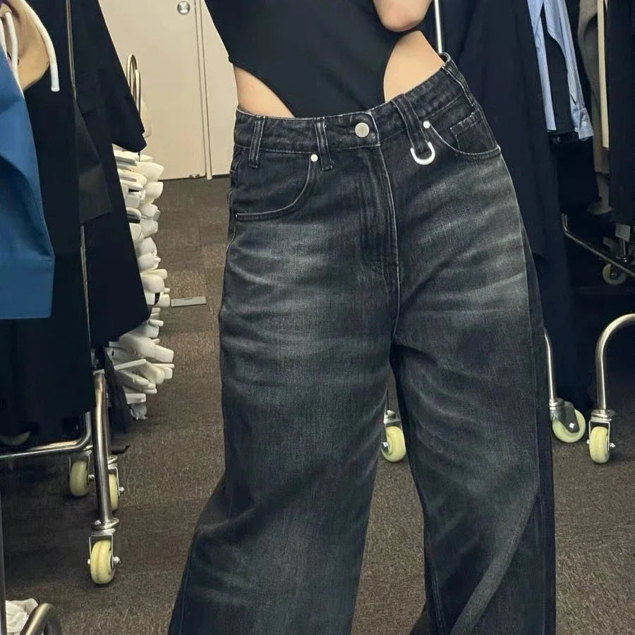 Voguable  Female 2024 Summer Wide Leg Pants High Waisted Loose Jeans Woman Vintage Street Fashion Harajuku Y2K Pant Trousers voguable