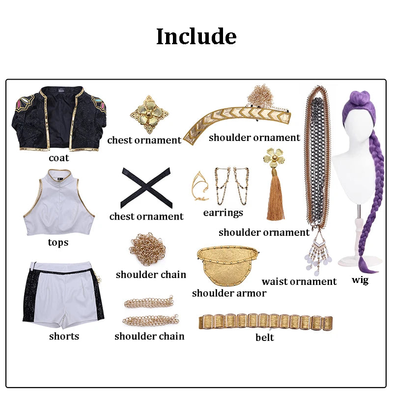 Black Golden Rumi Zoey Mira Cosplay Costume Wig Women Suit Halloween Party Role Playing Outfit voguable