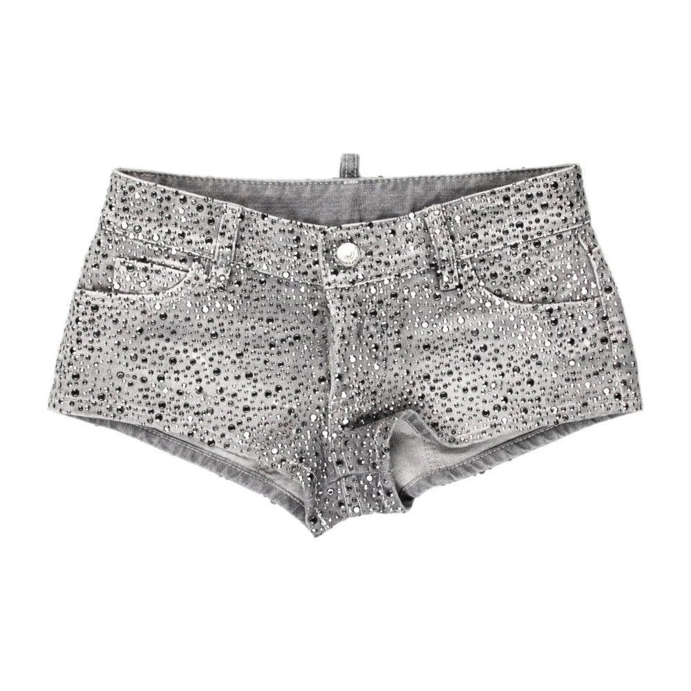 Voguable  Y2K Retro Washed Denim mini Shorts for Women, Low Waisted Lace up Retro Ultra Short Jeans, Gothic Street Style Hot Pants voguable