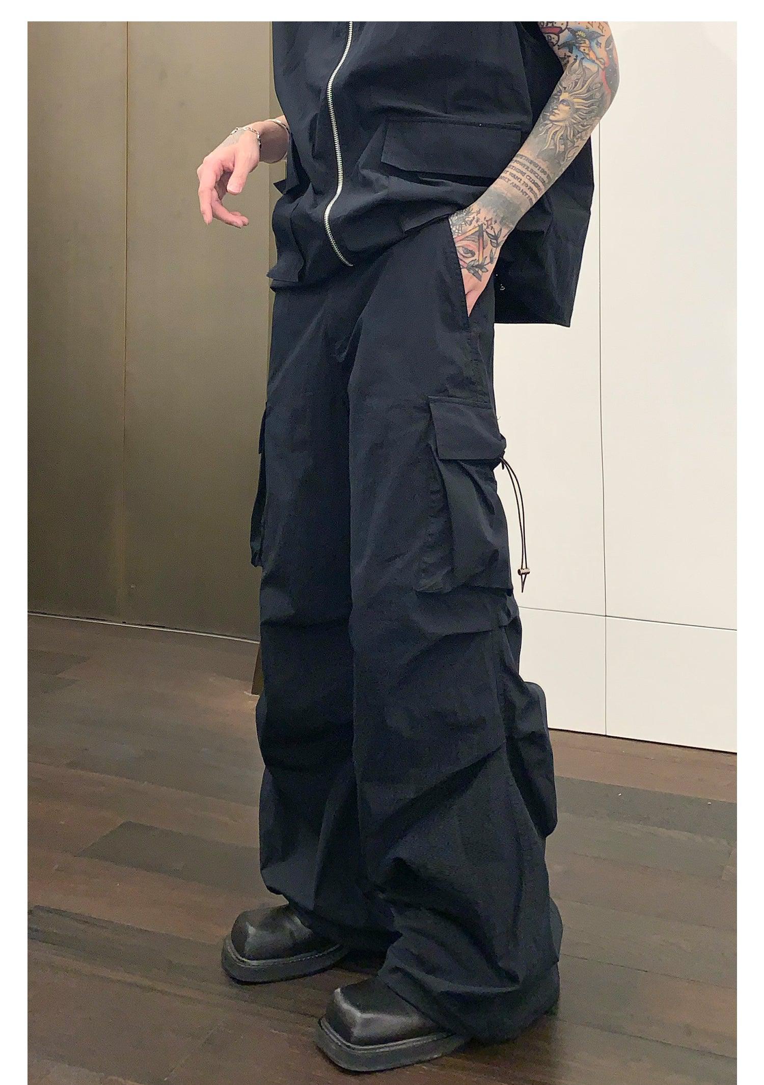 Sleeveless Hooded Nylon Jacket & Cargo Pants mysite