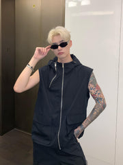 Sleeveless Hooded Nylon Jacket & Cargo Pants mysite